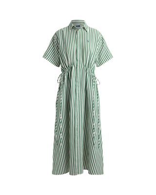 Striped Drawstring Shirt Dress