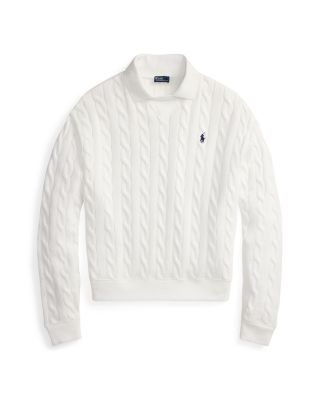 Cable Knit Cotton Polo Collar Sweater