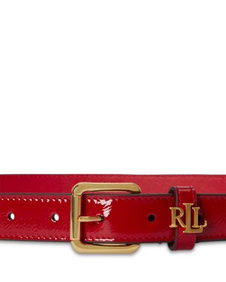 Logo Keeper Patent Leather Skinny Belt