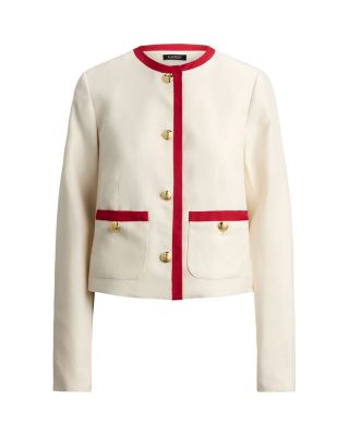 Two Tone Linen Blend Twill Blazer