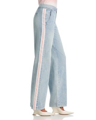 Mid Rise Straight Jeans in Rockstarblue/Off White/Pink