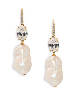 Madrid Cubic Zirconia & Cultured Freshwater Pearl Double Drop Earrings
