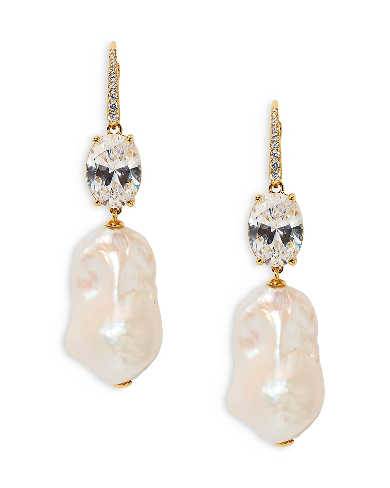 Nadri Madrid Cubic Zirconia & Cultured Freshwater Pearl Double Drop Earrings