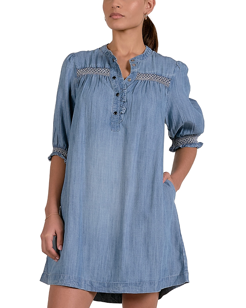Elan Elbow Sleeve Denim Dress