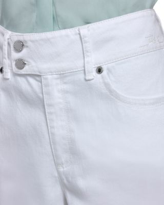 High Rise Scalloped Hem Ankle Jeans in White Denim