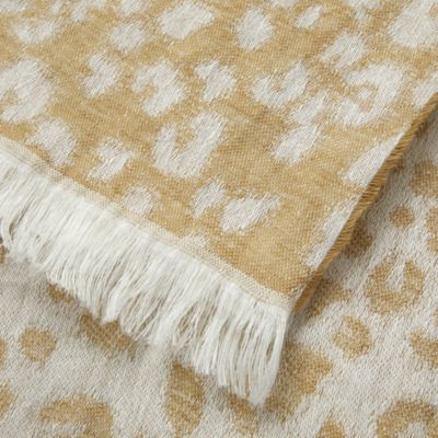 Fauve Leopard Linen Jacquard Throw