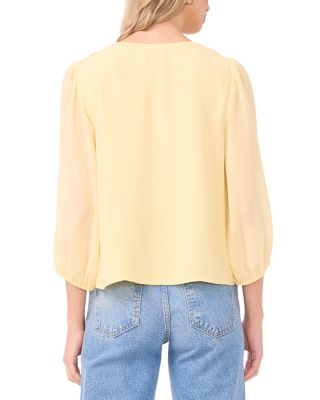 Double Ruffle V Neck Blouse