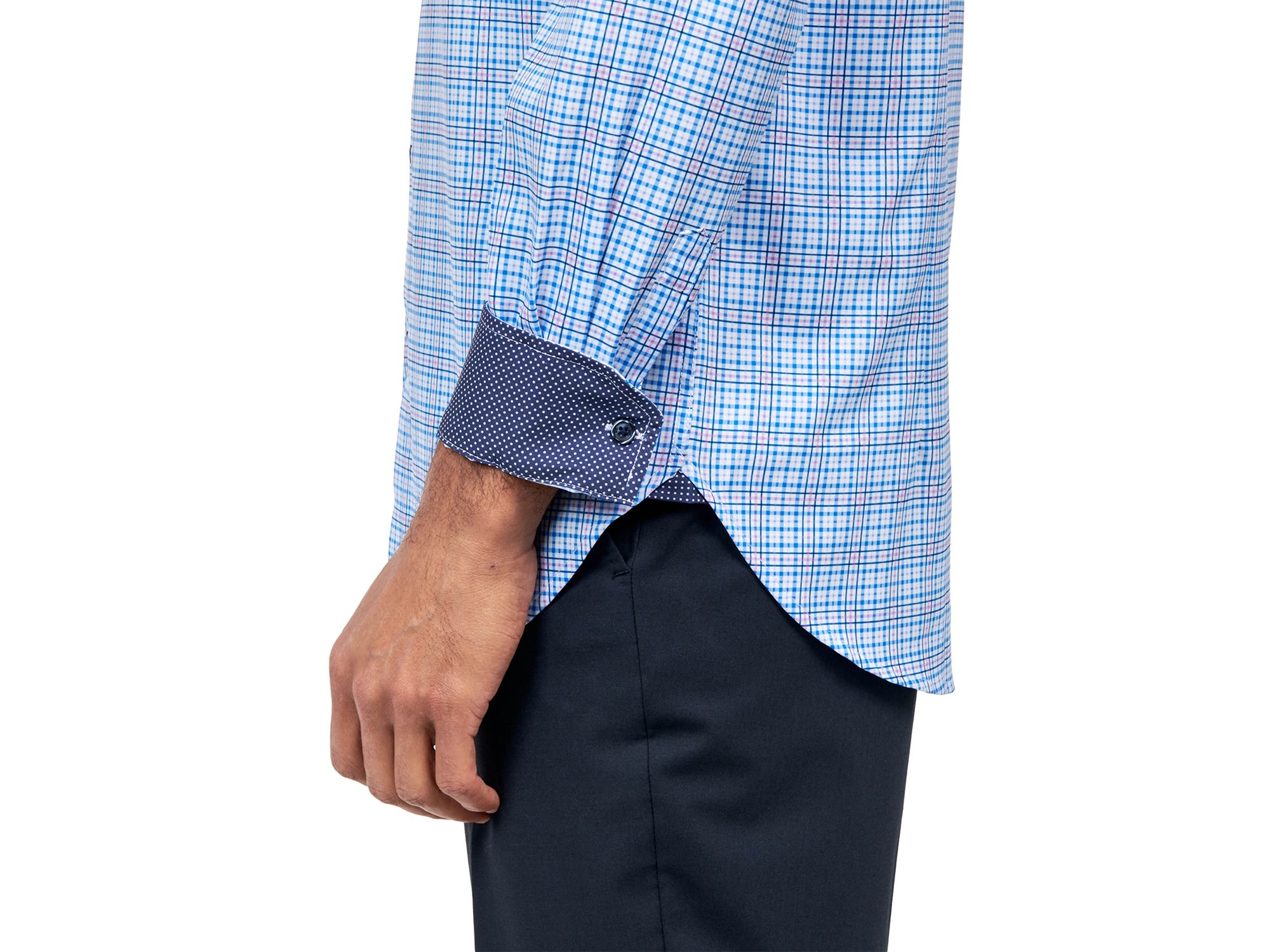 Slim Fit Check Performance Dress Shirt — Image 3