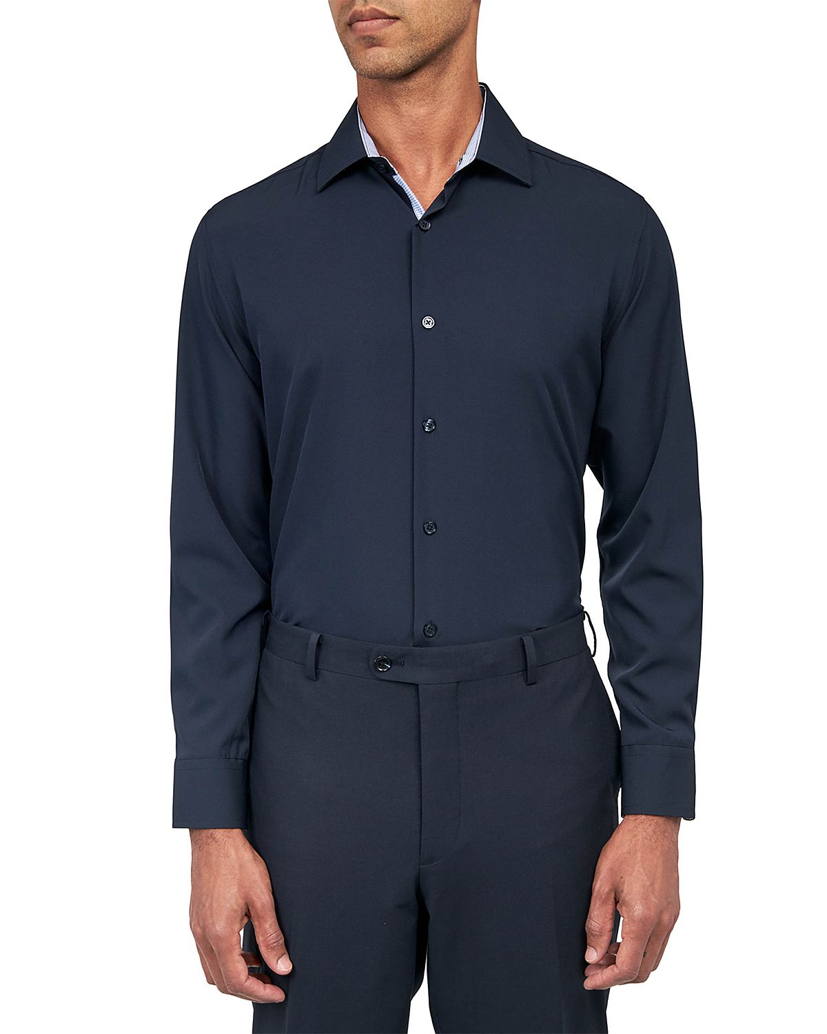 Wrk Slim Fit Solid Navy Performance Dress Shirt