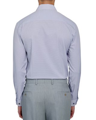 Slim Fit Broken Stripe Performance Dress Shirt