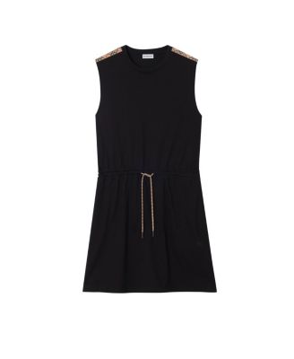Check Trim Cotton Jersey Dress