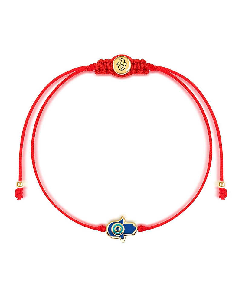 Karma and Luck Ultimate Shield Navy Enamel Hamsa Drawstring Bracelet
