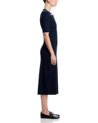 Short Sleeve Polo Collar Midi Dress