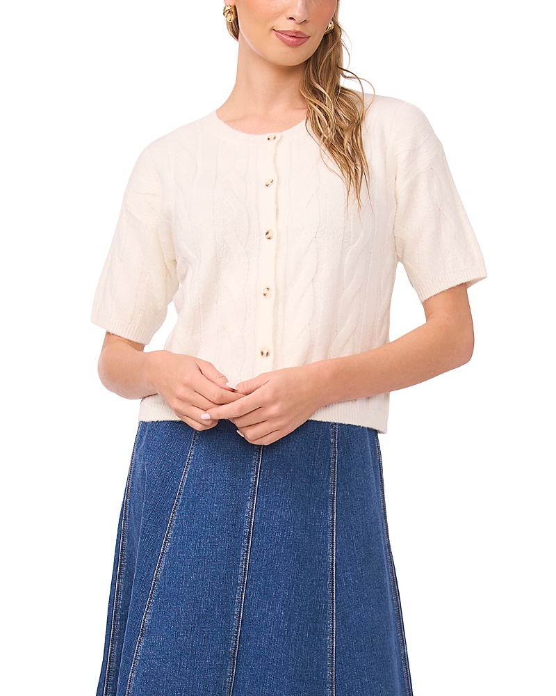 1.state Short Sleeve Crewneck Cardigan