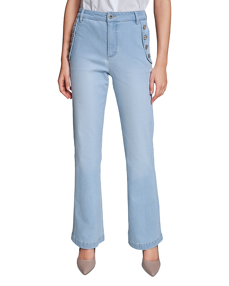 Karl Lagerfeld Paris High Rise Ankle Jeans in Lagoon Wash