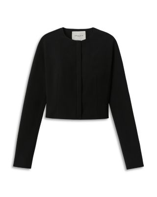 Zip Front Collarless Short Jacket