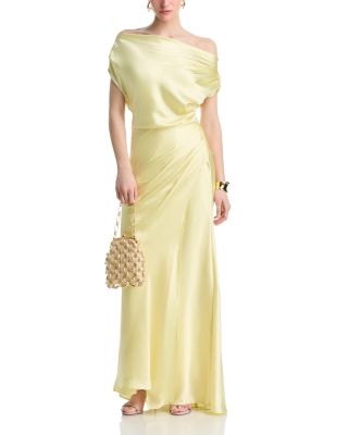 Satin Off The Shoulder Dress - Exclusive 