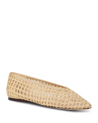 Women's Tan Woven Raffia Ballet Flats