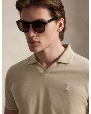 Short Sleeve Tonal Jacquard Mesh Polo Shirt