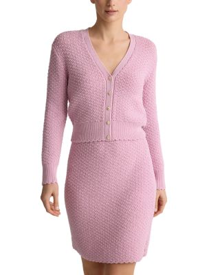 Perle Crepe Knit Cardigan Sweater