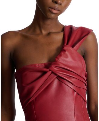 Smooth Leather One-Shoulder Dress