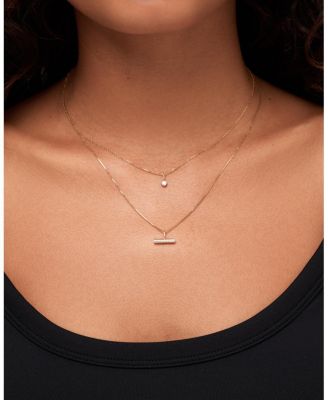 Solid Yellow Gold Lab-Grown Diamond Toggle Charm Necklace