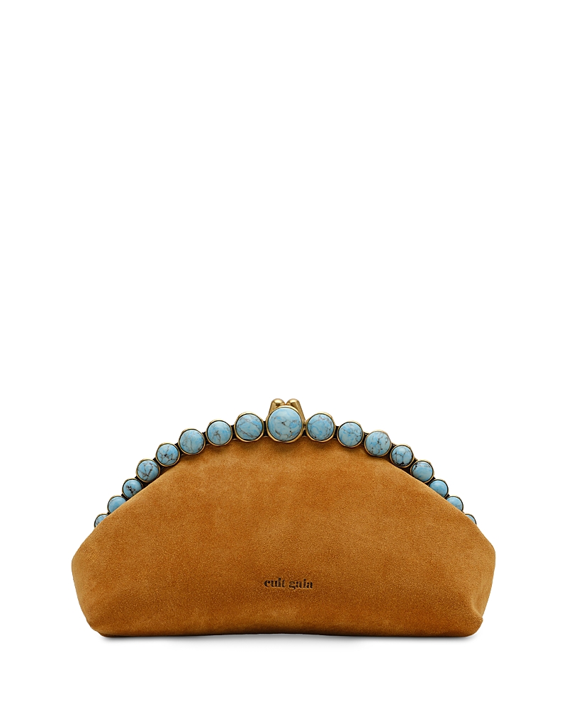 Cult Gaia Una Suede & Stone Clutch