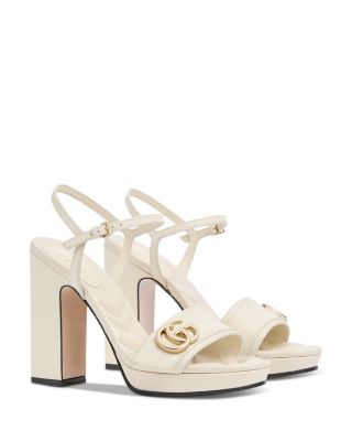 Women's Double G Leather High Heel Platform Sandals