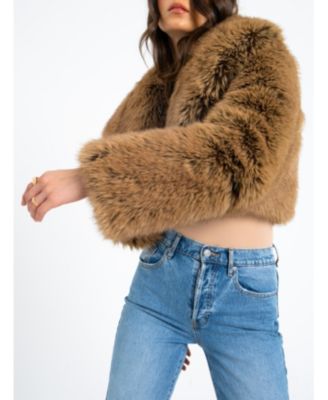 Yadavi Faux Fur Cropped Jacket