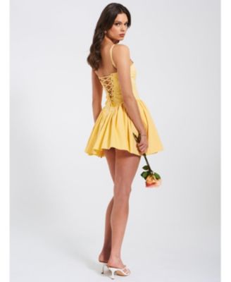  Kadi Cotton Fit and Flare Drop Waist Corset Mini Dress