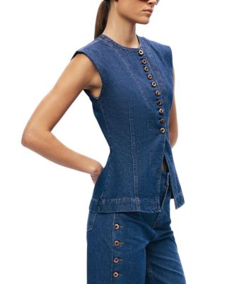 Button-Front Denim Vest