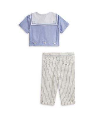 Boys' Sailor Shirt & Striped Linen-Cotton Pants Set - Baby