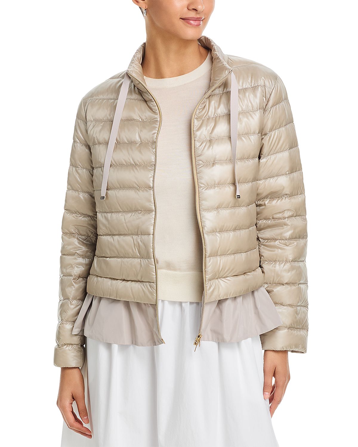 Herno Quilted Ruffle Hem Coat