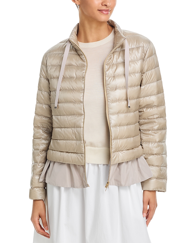 Herno Quilted Ruffle Hem Coat