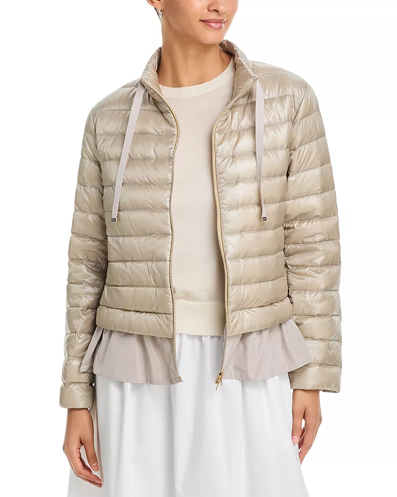 Herno Quilted Ruffle Hem Coat