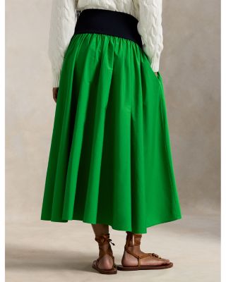 Shirred Cotton A-Line Skirt