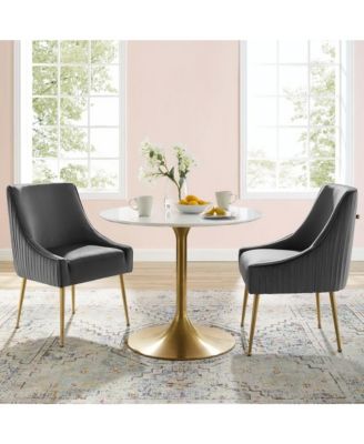 Discern Pleated Back Upholstered Performance Velvet Dining Chair, Set of 2