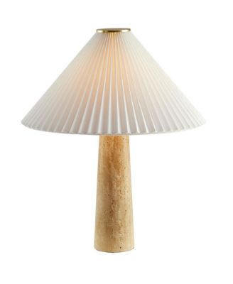 Cove Travertine Table Lamp With Pleated Shade