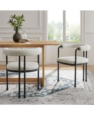 Turin Curved Back Boucle and Metal Dining Accent Chair