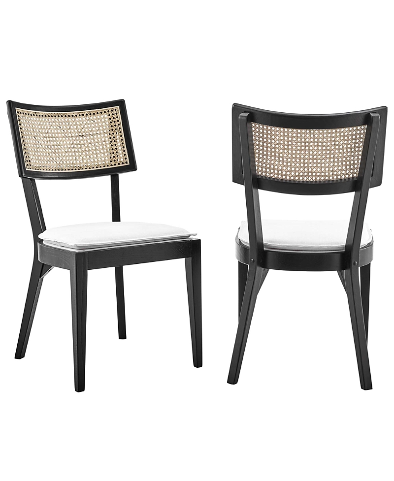 Modway Caledonia Fabric Upholstered Wood Dining Chair, Set of 2