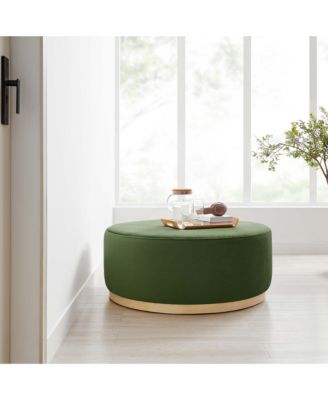 Tilden Large 38" Round Performance Velvet Upholstered Ottoman