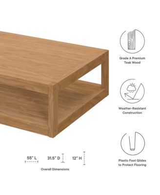 Carlsbad Teak Wood Outdoor Patio Coffee Table