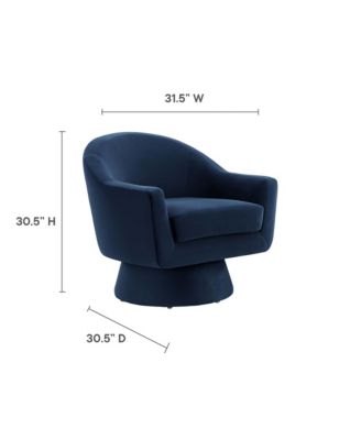 Astral Performance Velvet Fabric and Wood Swivel Chair
