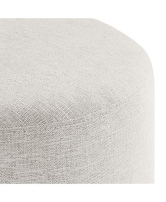 Callum 16" Round Woven Heathered Fabric Upholstered Ottoman