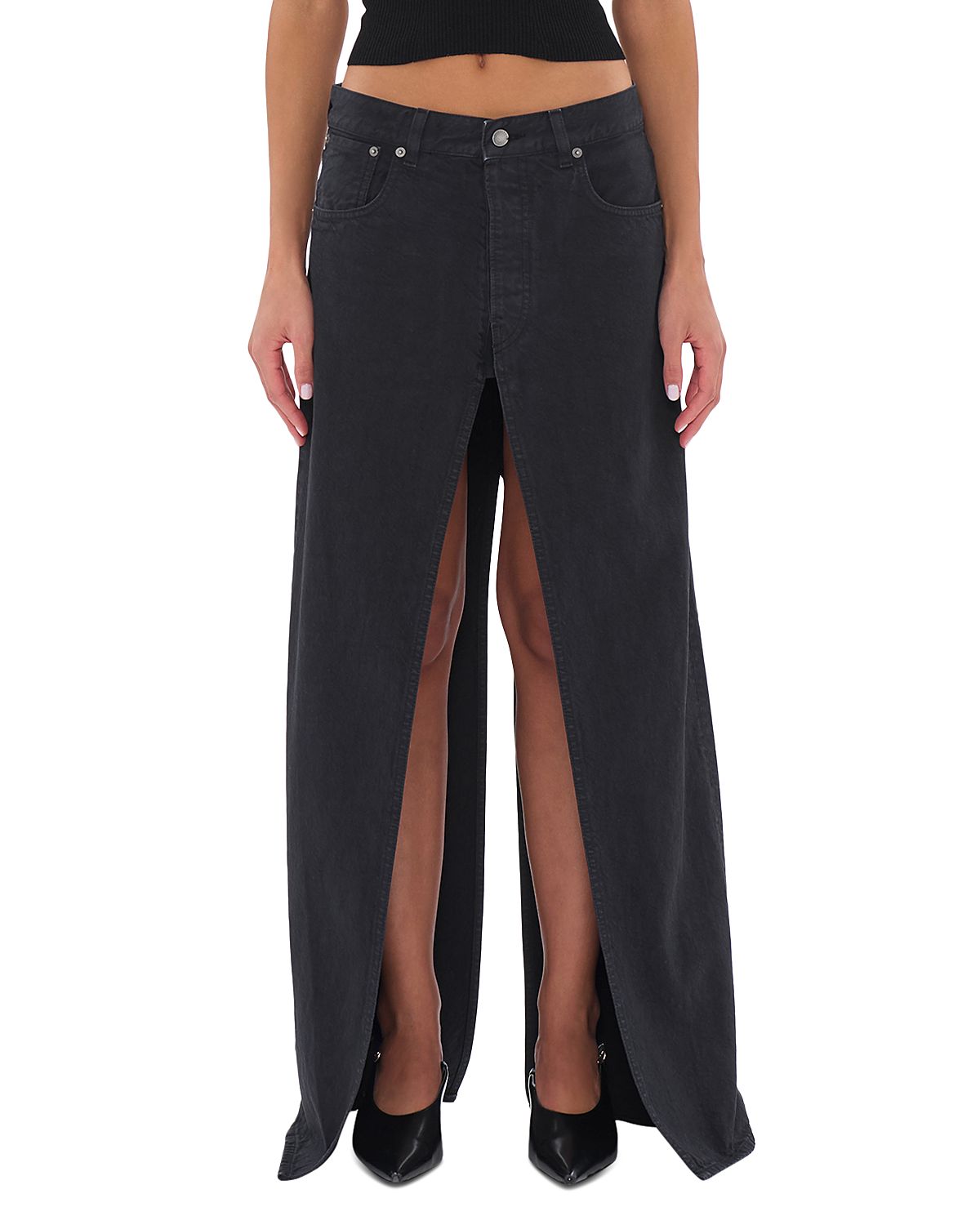 Haikure Gana Bull Slit Maxi Skirt