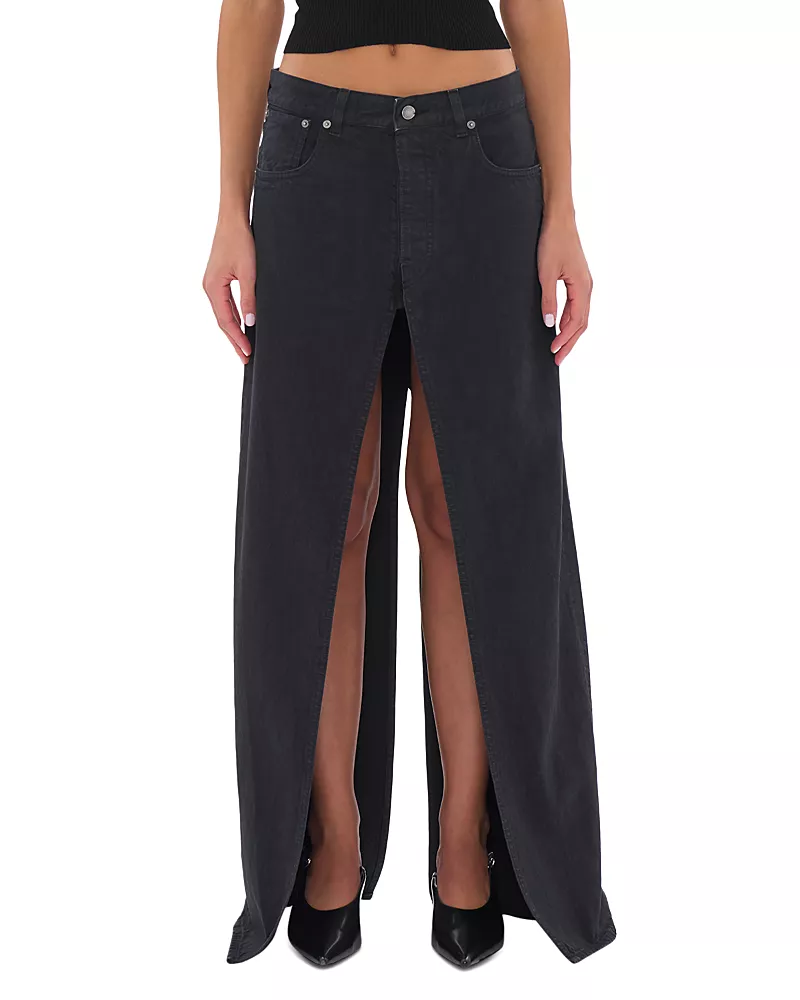 Haikure Gana Bull Slit Maxi Skirt