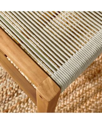 Vienna Outdoor Patio Teak and Rope Armless Dining Chairs, Set of 2