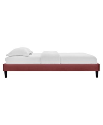 Alessi Performance Velvet Platform Bed with Wood Legs, Queen