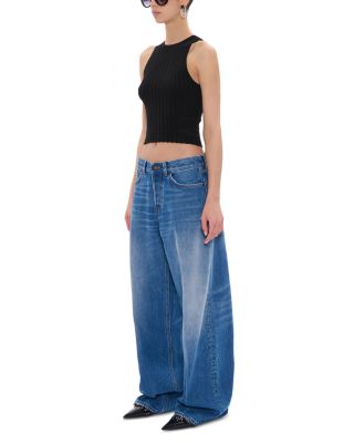 Bethany Mid Rise Wide Leg Jeans in Real Blue