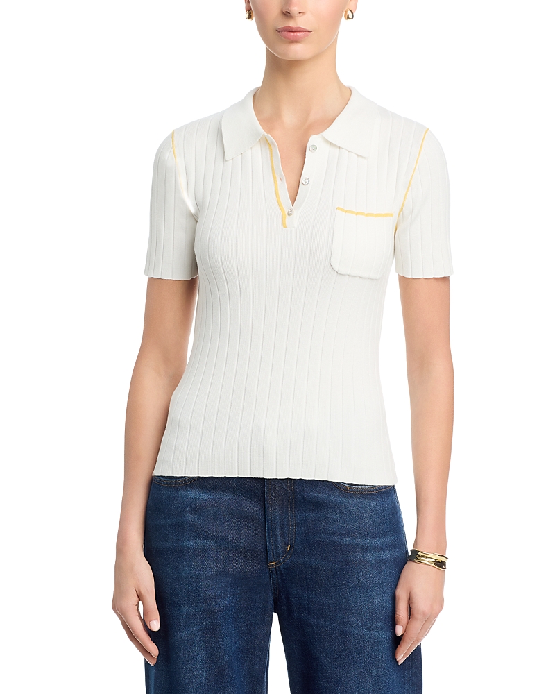 Elie Tahari The Stevie Short Sleeve Polo In White